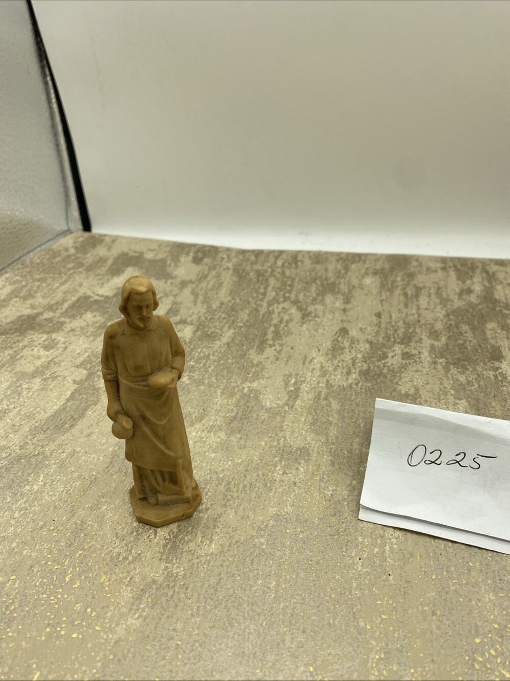 Vintage St Joseph Carpenter Statue Resin 3.5โ Tall Holding Bread And Water Jug